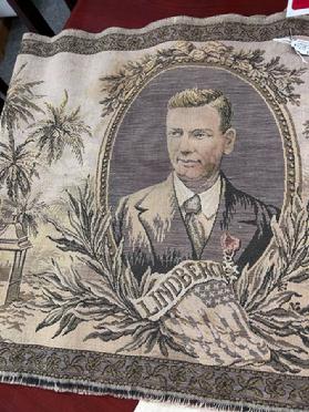 CHARLES LINDBERGH FLIGHT TAPESTRY VINTAGE NEW YORK TO MEXICO MEASURES APPROX. 18? X 53" $650