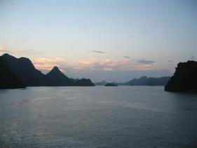 Night arriving at Ha Long Bay