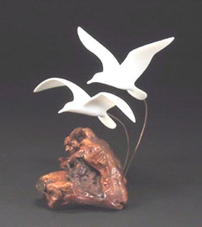 John Perry Double Small Flying Seagulls 10 in. tall