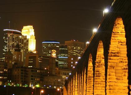 Downtown Minneapolis at the Stone Arch Bridge 