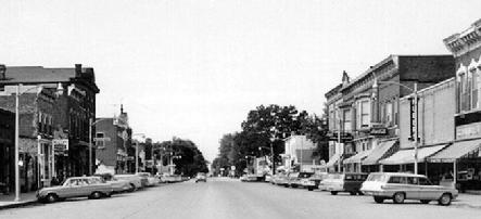 Main Street looking north from in front of the old High School (1960's)