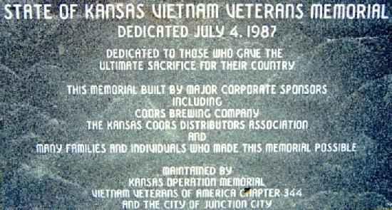 Click Here for the Kansas Vietnam Veterans Memorial