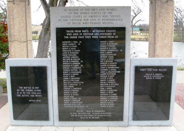 Click Here for the names on the Waco, TX Vietnam Memorial...