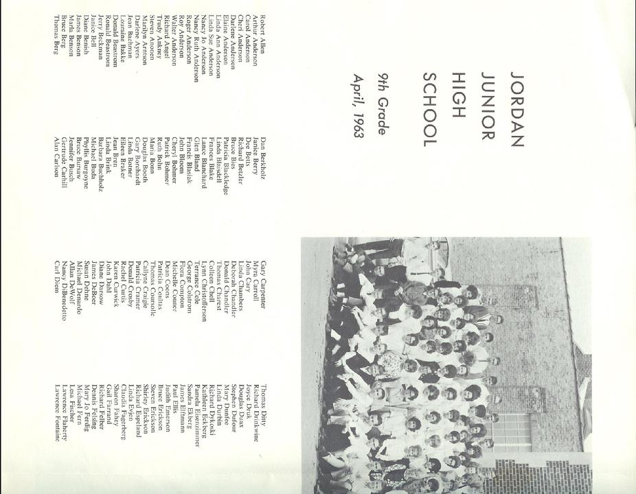 Jordan Junior High - 1963 Yearbook! 