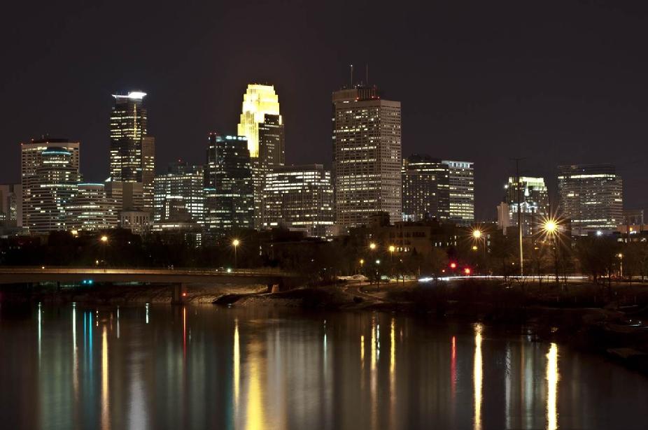 St Paul Artwork Black and White: The St Paul Skyline at Night